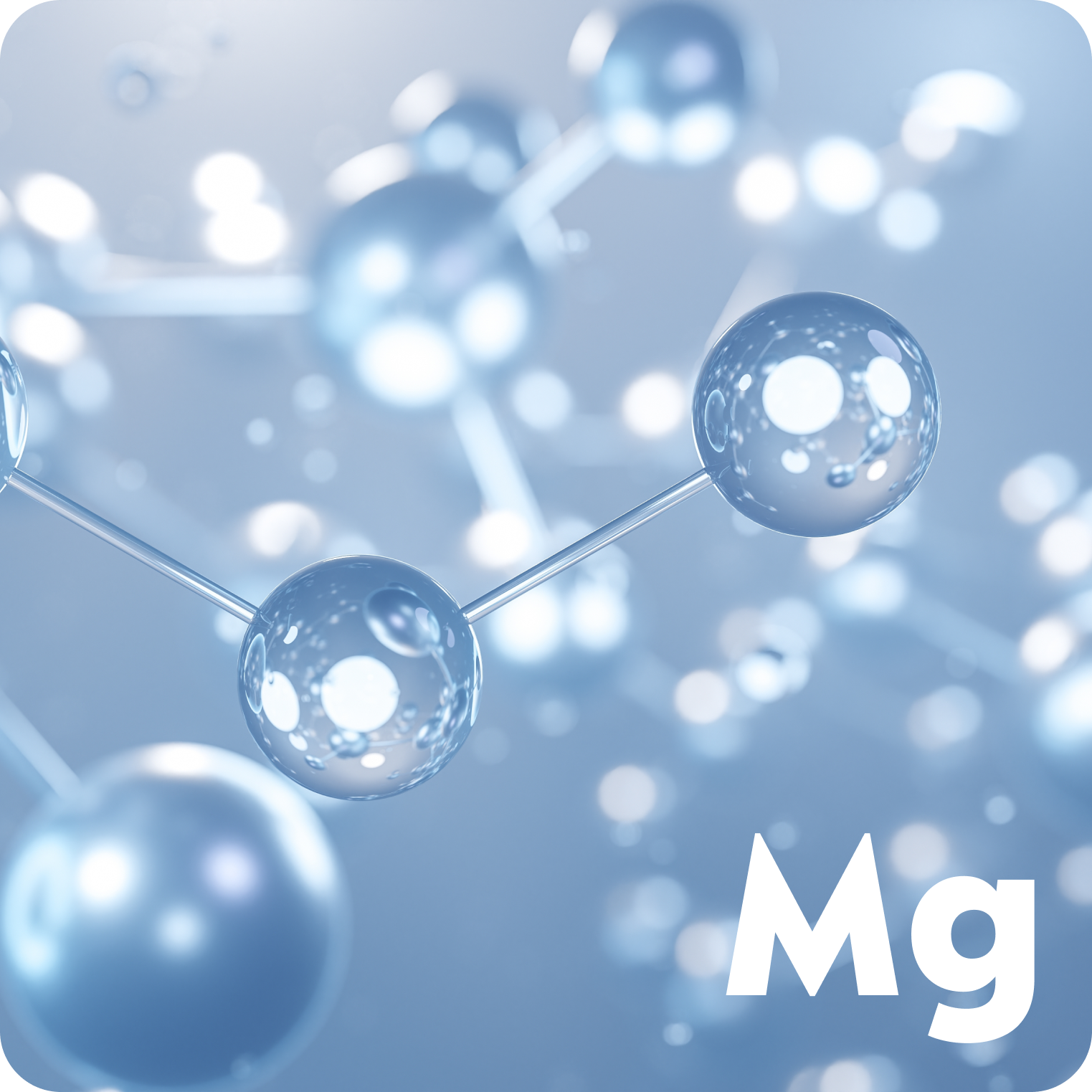 Magnesium molecule illustration with Mg symbol, showing natural electrolyte concept